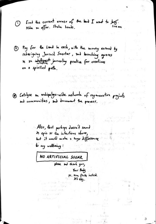 Page with corrections to intentions