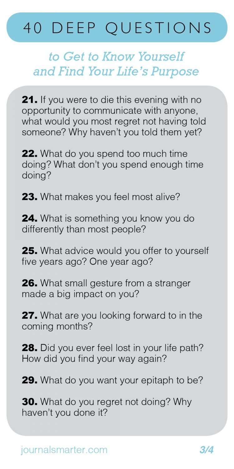 40 Deep Questions To Get To Know Yourself And Your Life Purpose 